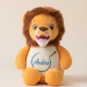Løve bamse med navn brodert på magen