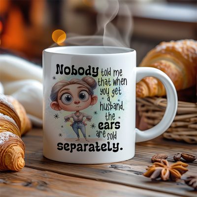 Kopp med morsom tekst "no ears"