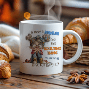 Kopp med morsom tekst om voksen livet.