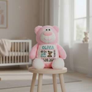 Bamse med navn og dato