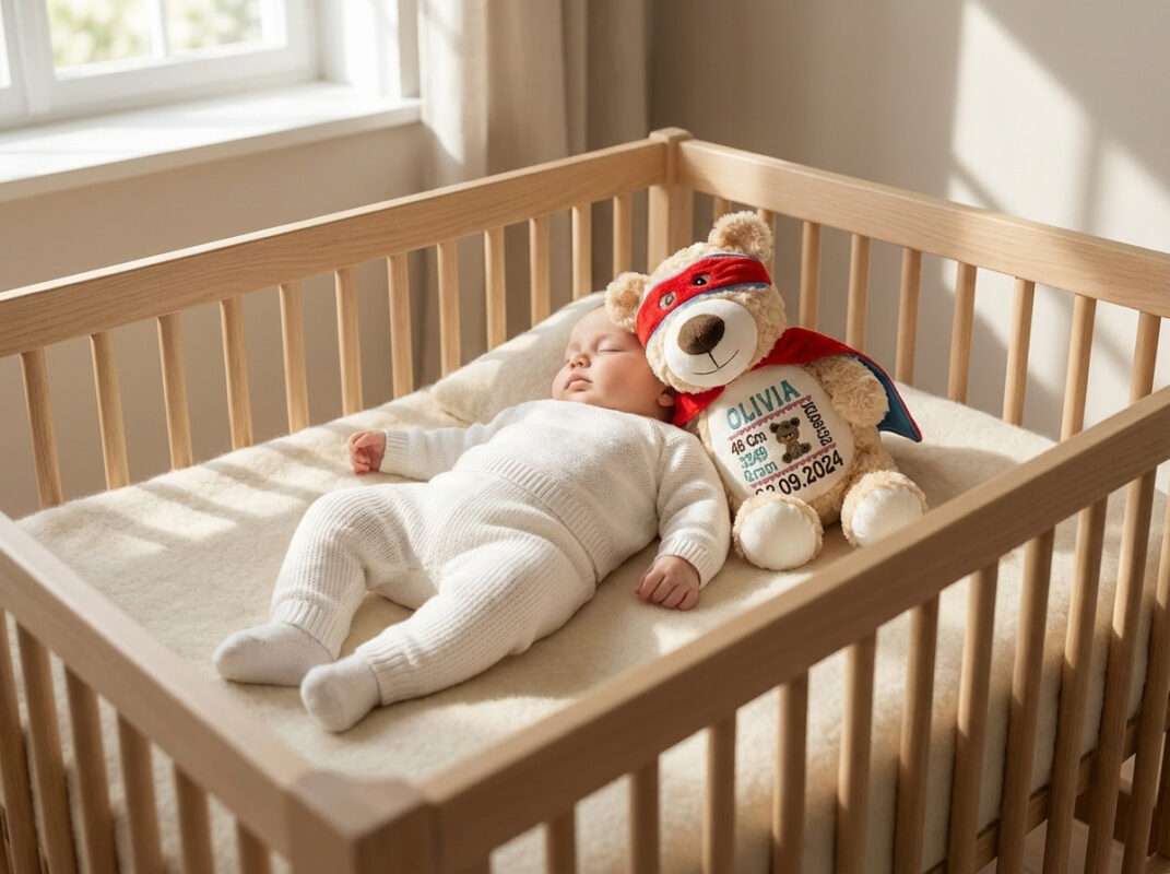 Bamse med navn og dato hero- en fin dåpsgave, bursdagsgave eller barselgave.